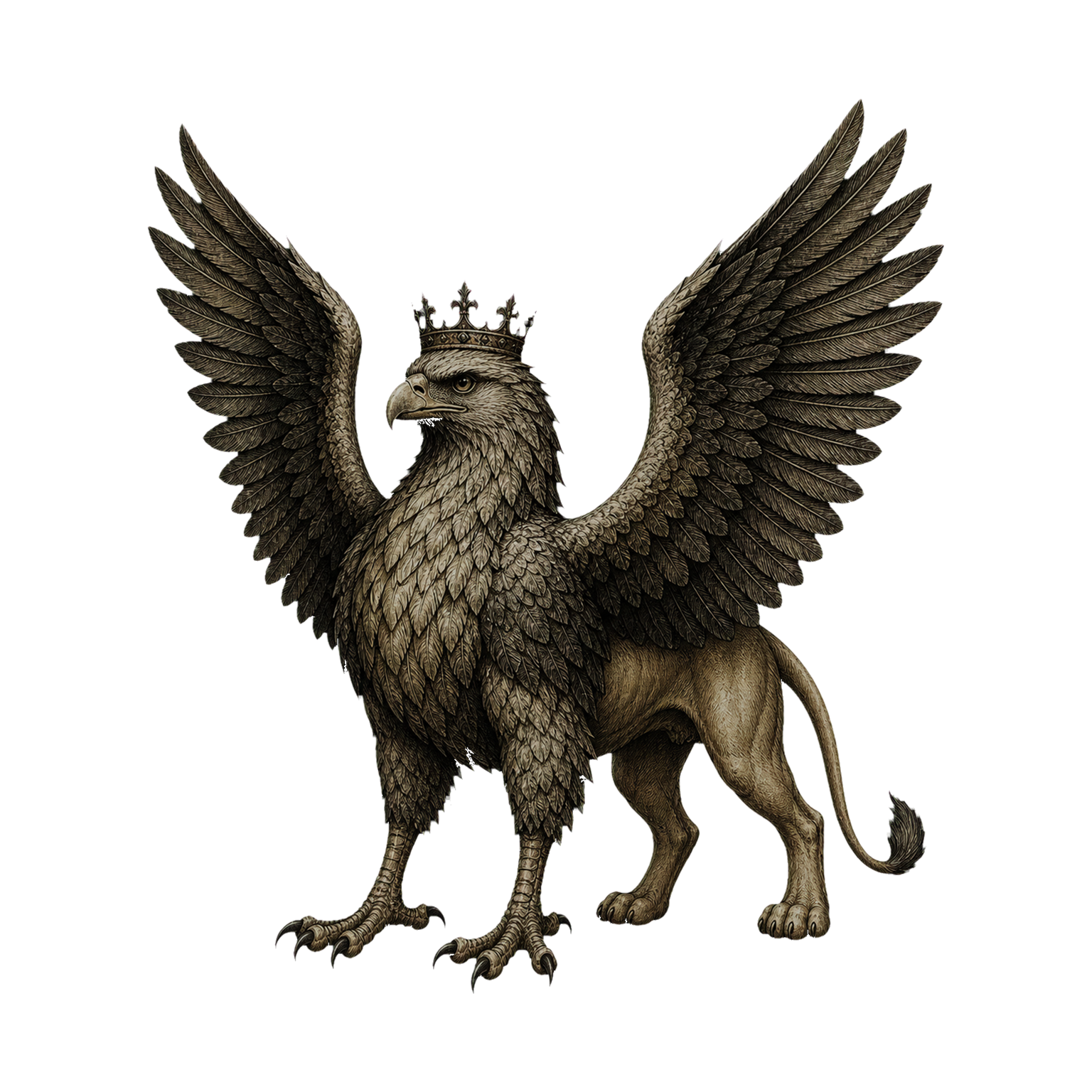A crowned gryphon ready for combat